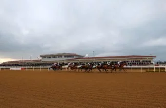 Runners passing the Grandstand at Chelmsford