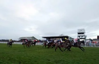 Runners passing the stands at Hereford