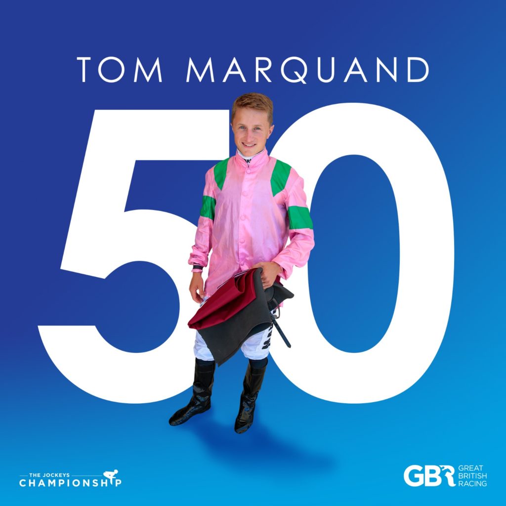 Tom Marquand hits 50 winners for the season and aims for Champion Jockey title