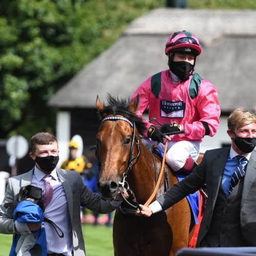 Cieren Fallon Jr and Oxted after winning the July Cup with Oxted