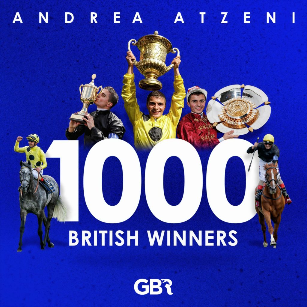 Andrea Atzeni secures 1000th British winner
