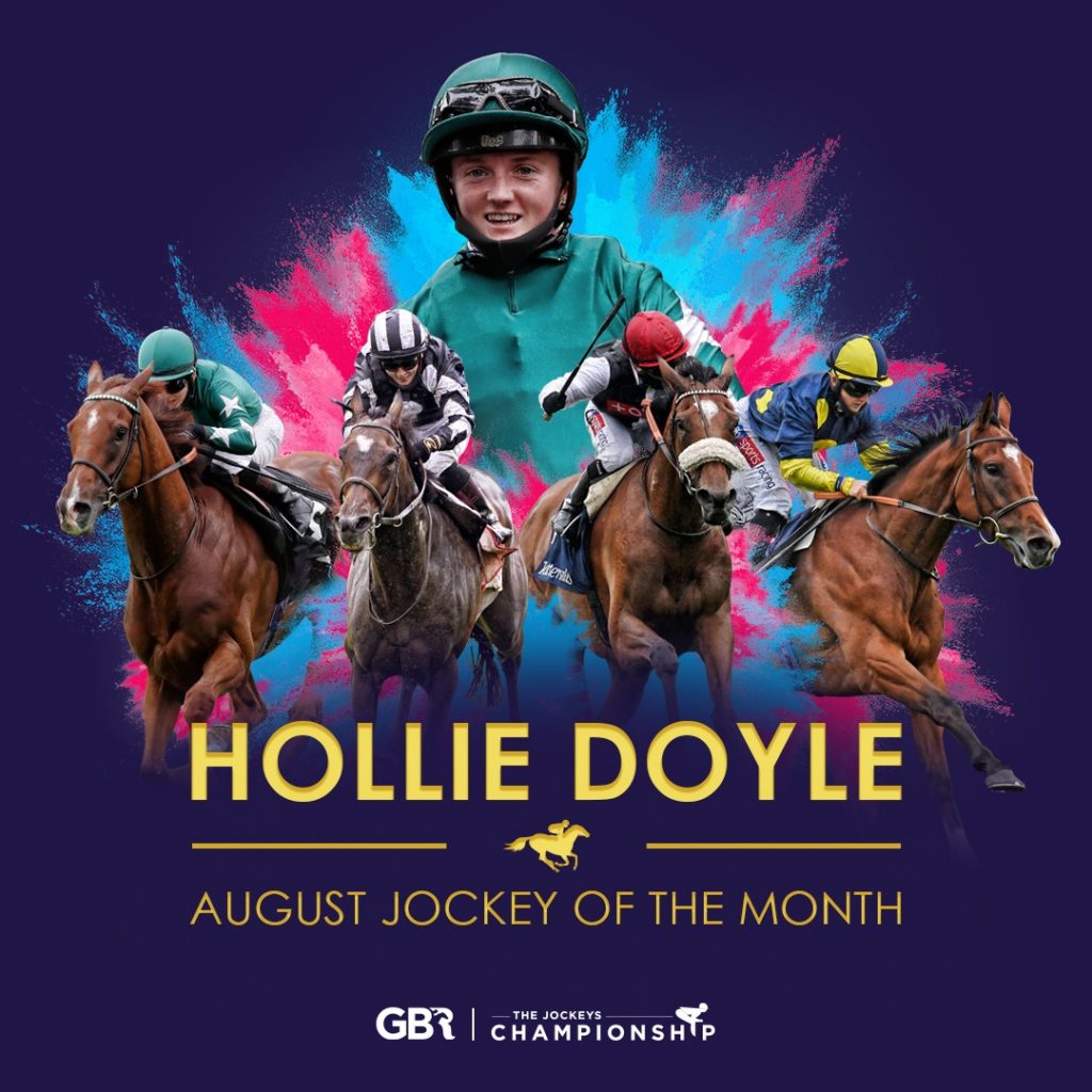 Hollie Doyle voted jockey of the month for August