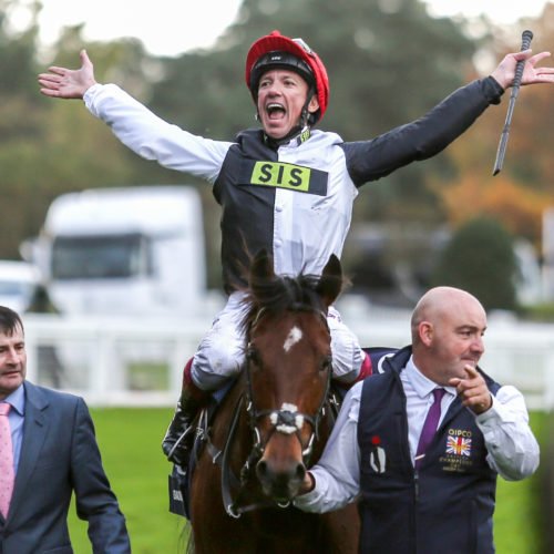 Frankie Dettori at Champions Day, Cracksman in 2017 pictured