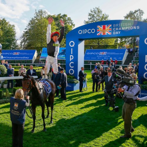 Frankie Dettori at Champions Day, Star Catcher pictured