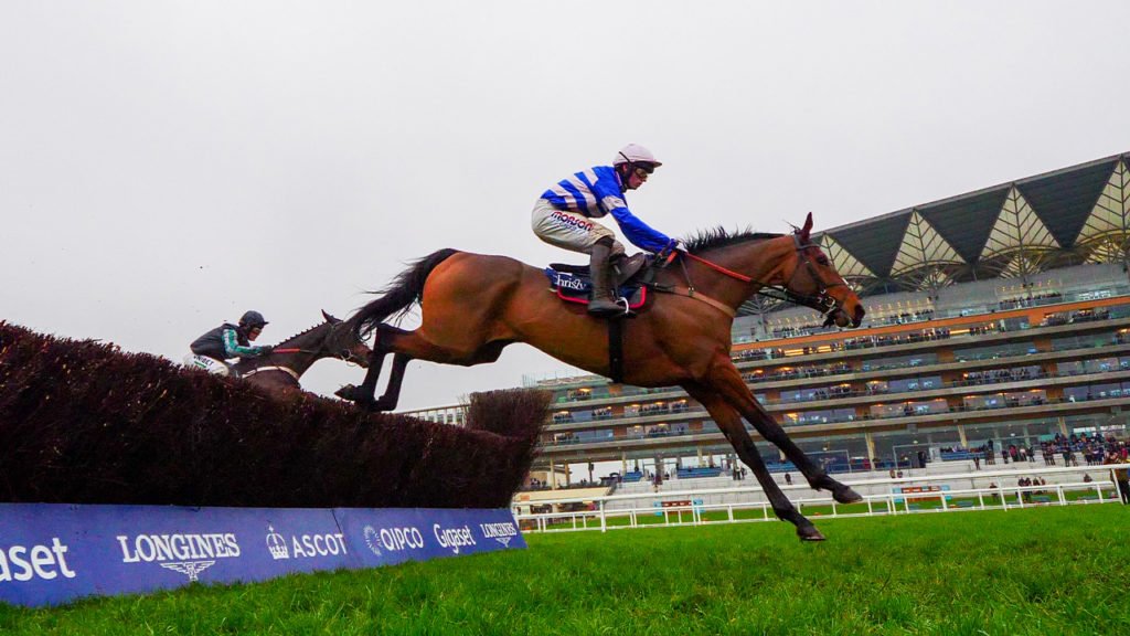 Cyrname winning the 2019 Christy 1965 Chase ahead of Altior