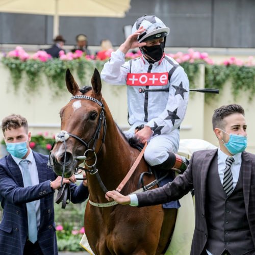 Dandalla and Ben Curtis after winning The Albany Stakes at Royal Ascot