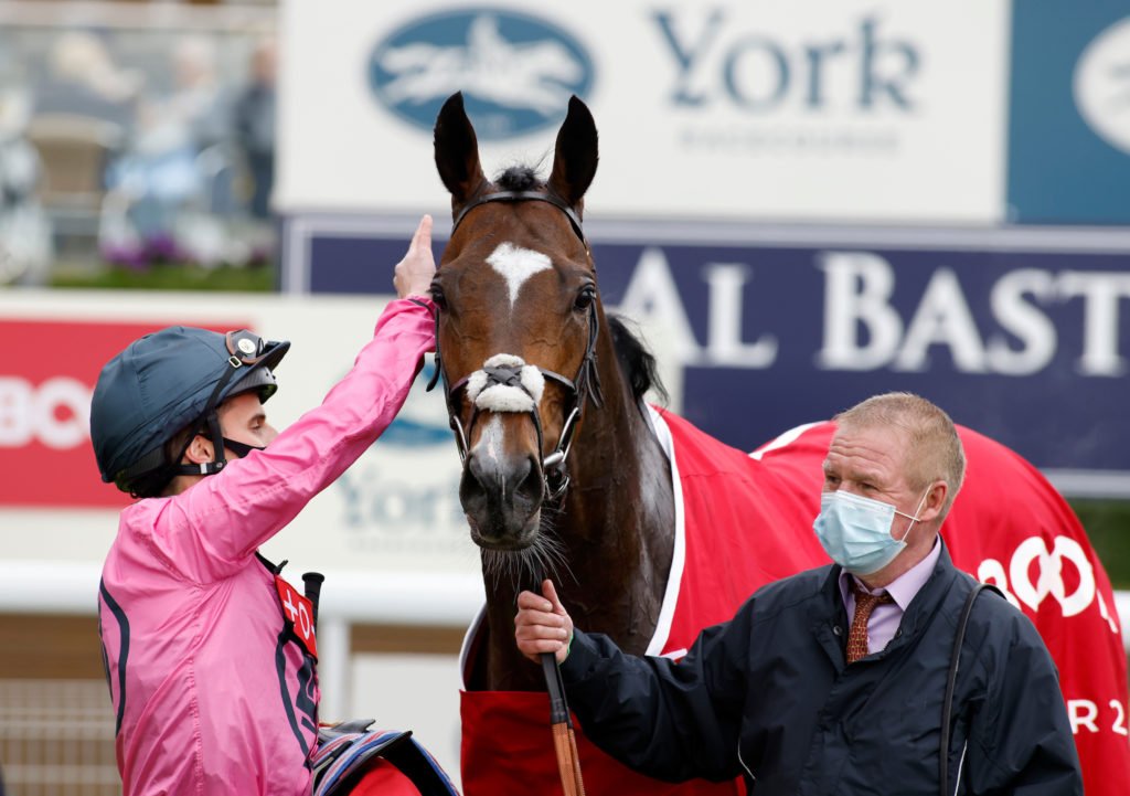 Spanish Mission and William Buick after winning The Matchbook Yorkshire Cup Stakes