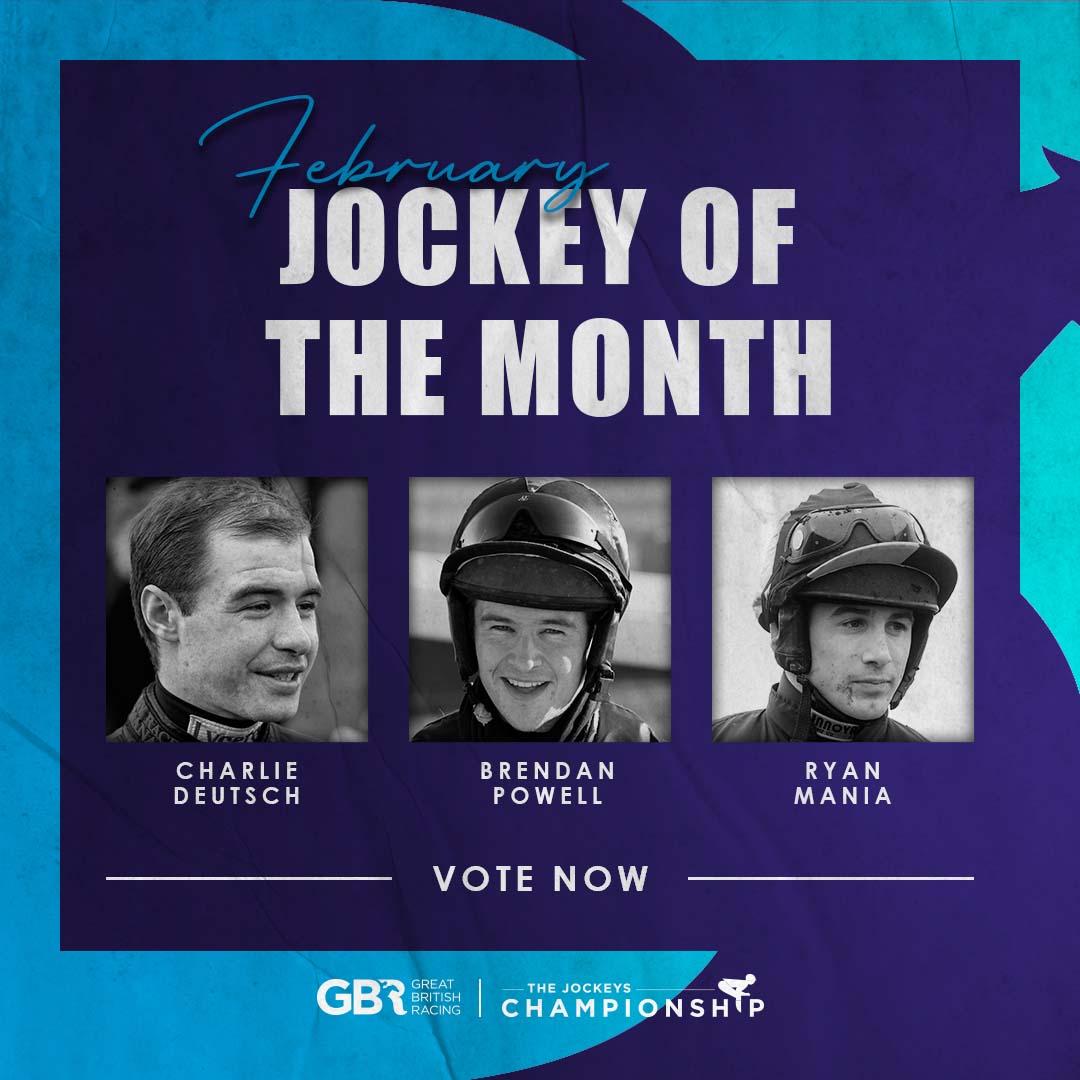 Jockey Of The Month Deutsch, Powell And Mania Celebrate Success in February Great British Racing