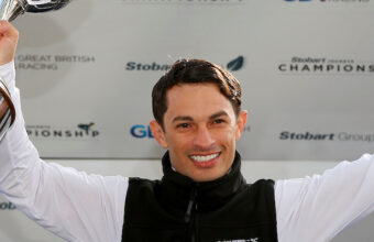 Silvestre De Sousa with the Champion Jockey trophy