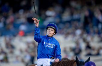 William Buick chucking up his whip