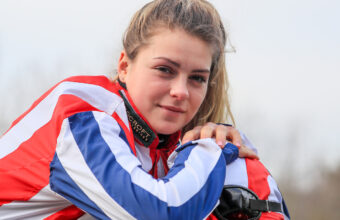 Lilly Pinchin leant posing on her helmet