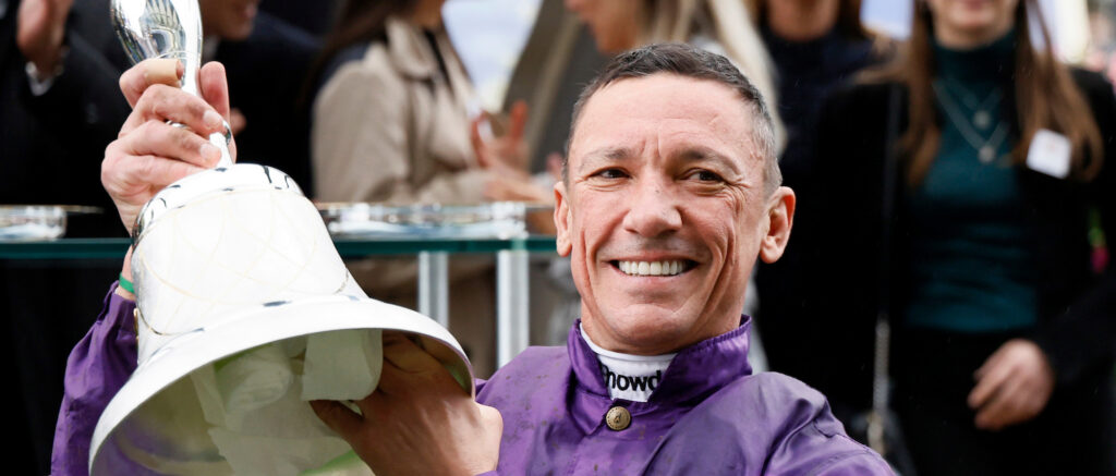Frankie Dettori with the Champion Stakes trophy