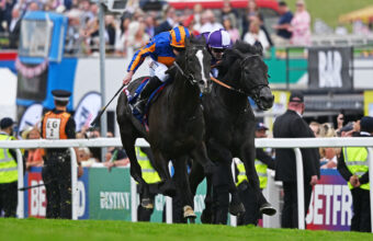 Auguste Rodin and Ryan Moore just ahead of King of Steal in 2023