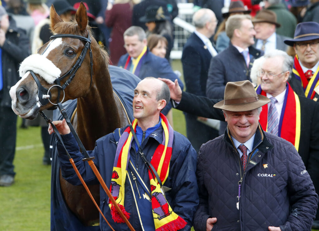 Colin Tizzard with Native River after winning The Timico Cheltenham Gold Cup in 2018