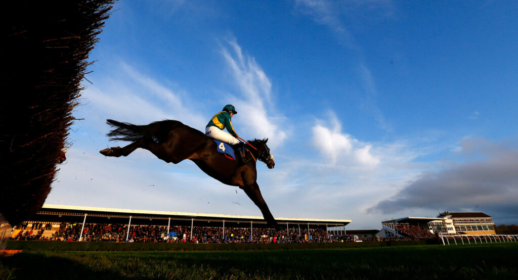 Present Man about to land after a jump at Wincanton