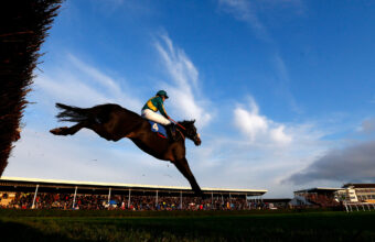 Present Man about to land after a jump at Wincanton