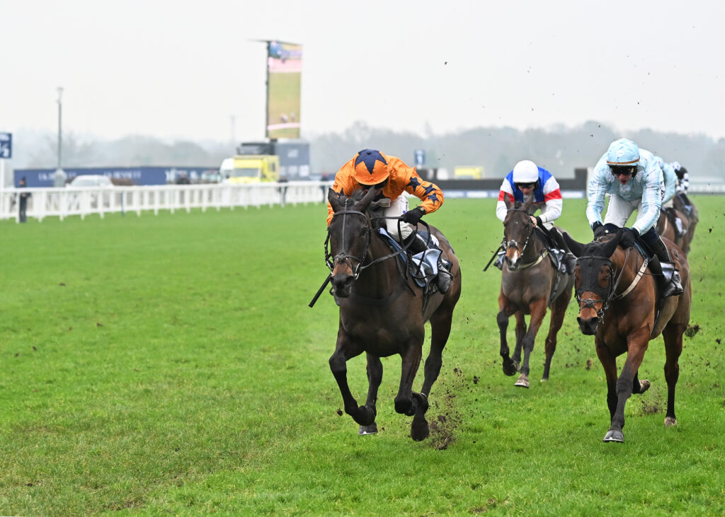 Take No Chances winning The BetMGM Mares’ Hurdle