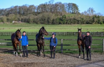 L-R Pearl Secret 2yo with Jack Cross, Jack Rabbit Slims with Harriet McHugh and Ey Up He's A Star with Kaine Wood