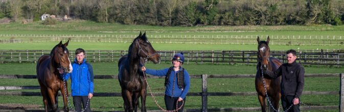 L-R Pearl Secret 2yo with Jack Cross, Jack Rabbit Slims with Harriet McHugh and Ey Up He's A Star with Kaine Wood